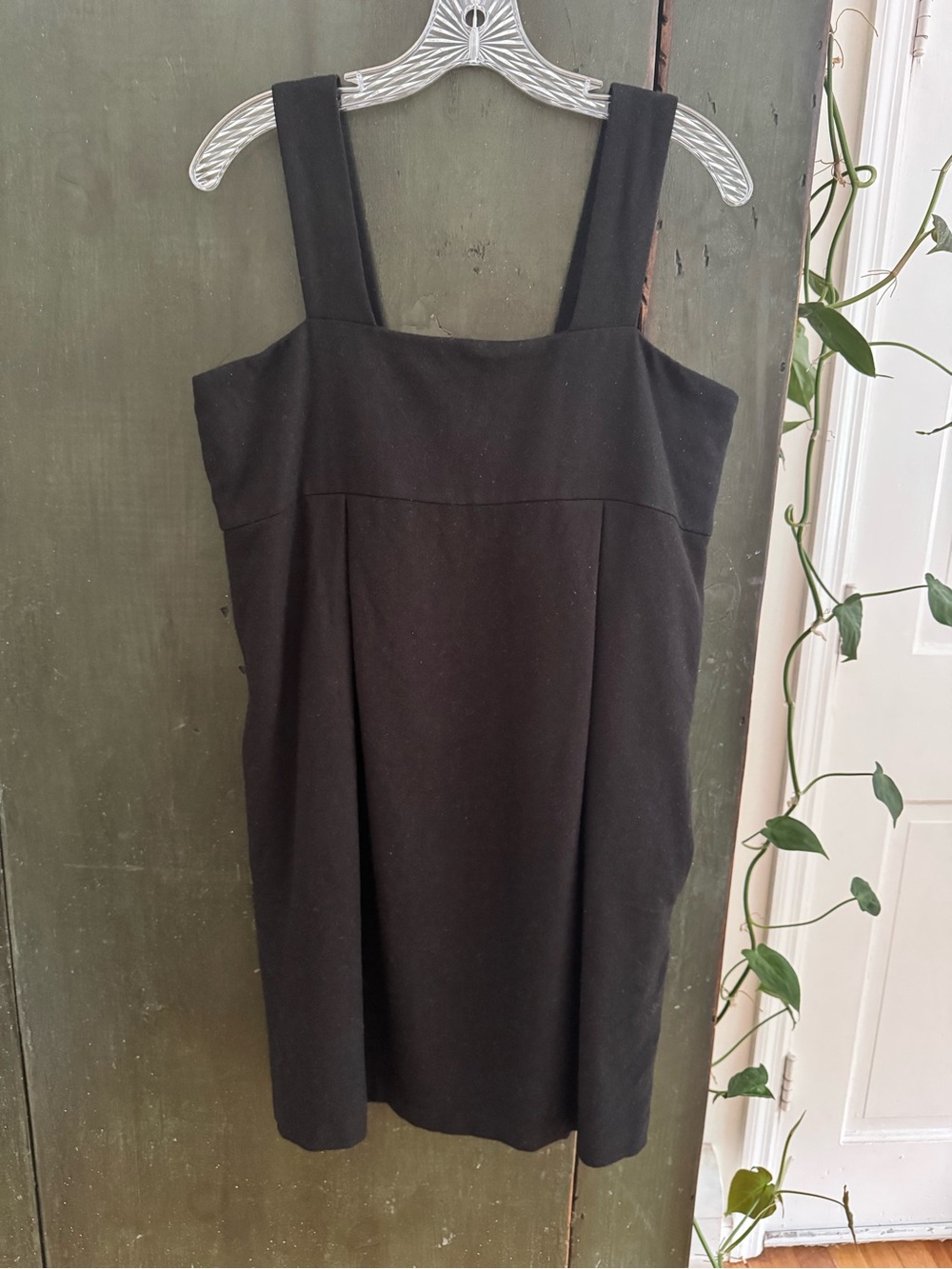 H&M Premium Wool Blend Pleated Pinafore Jumper Dress Black 12 Dark Academia